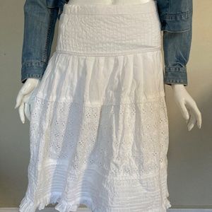 Vintage White Cotton Ruffled Skirt